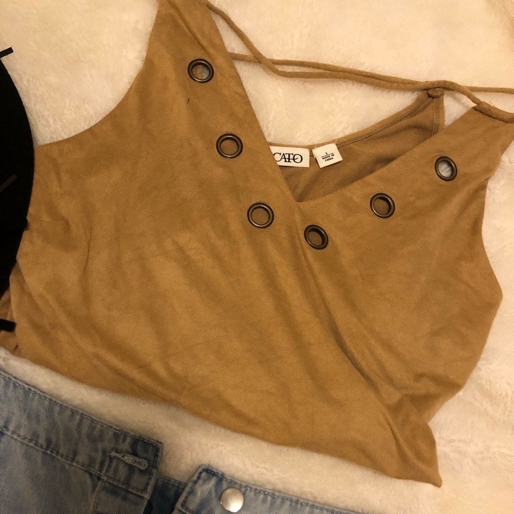 NWOT Cato Mustard Velvet Tank Top